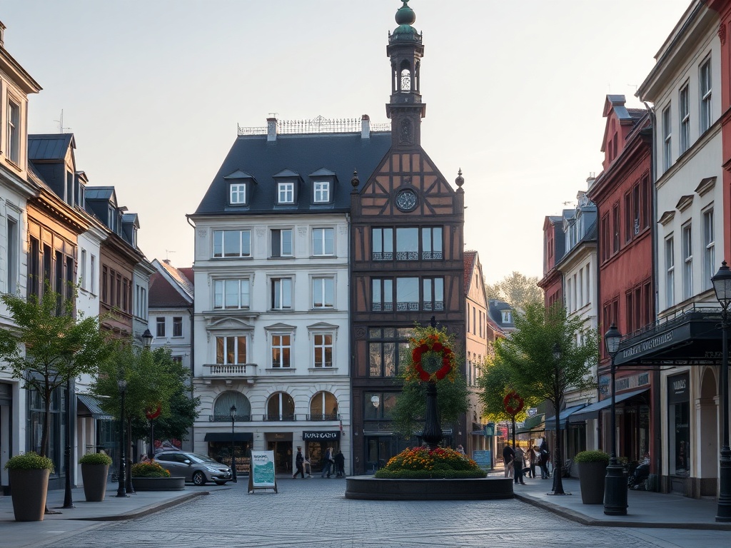 Mapa z zaznaczonymi usługami w Podkowie Leśnej, ilustrująca infrastrukturę miasta