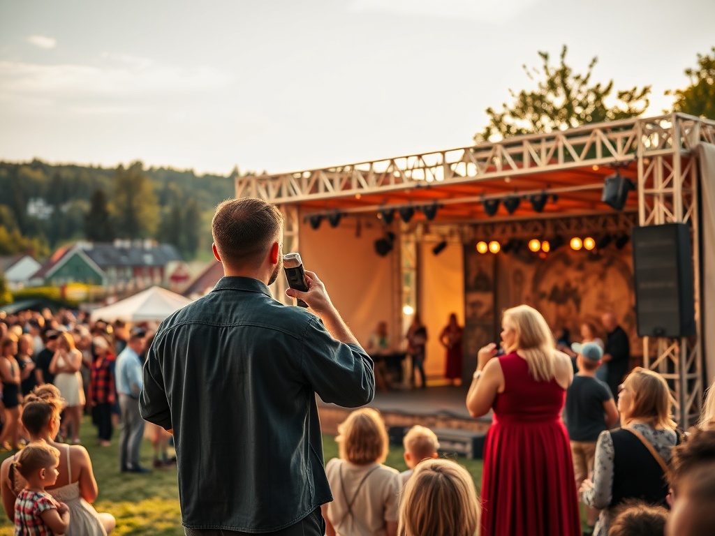 Tablica z nazwą miasta Podkowa Leśna na tle zielonego krajobrazu, symbolizująca lokalne wydarzenia.
